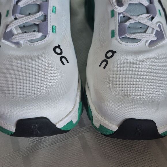 On Running Women's Cloudmonster Hyper Sneakers - White and Green - Picture 6 of 16